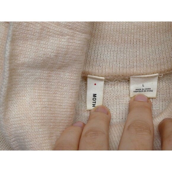 Anthropologie Moth‎ Sweater Wool Blend Blush Pink Turtleneck Long Sleeve Size L - Picture 4 of 9